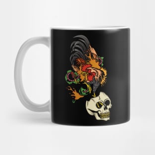 Fire Rooster, Snake and Skull Mug